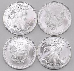 Group of (4) 2004 American Silver Eagle 1oz