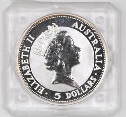1991 $5 Australia Kookaburra 1oz. .999 Fine Silver