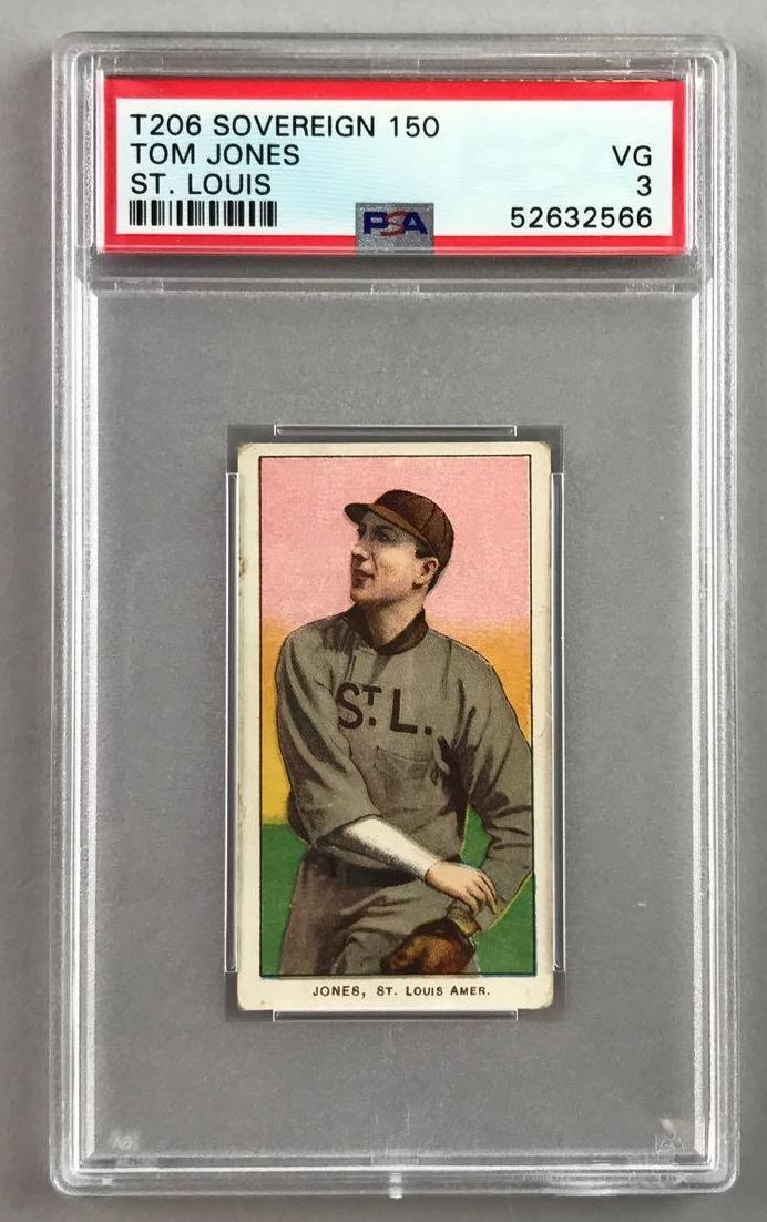 T206 Sovereign 150 Subjects Baseball Series, Tom Jones, St. Louis PSA 3