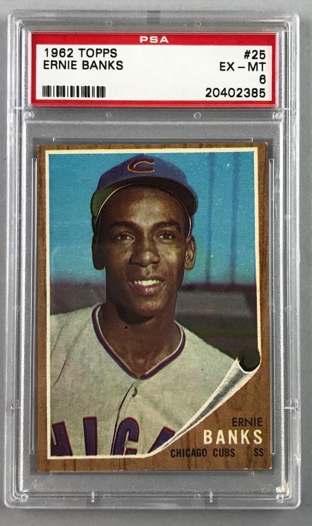 1962 Topps Baseball Ernie Banks Card PSA 6