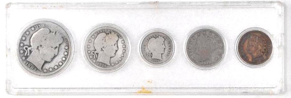 5-Coin U.S. Type Coin Set Cent to Half Dollar