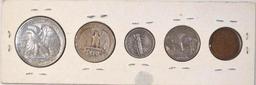 5-Coin U.S. Type Coin Set Cent to Half Dollar