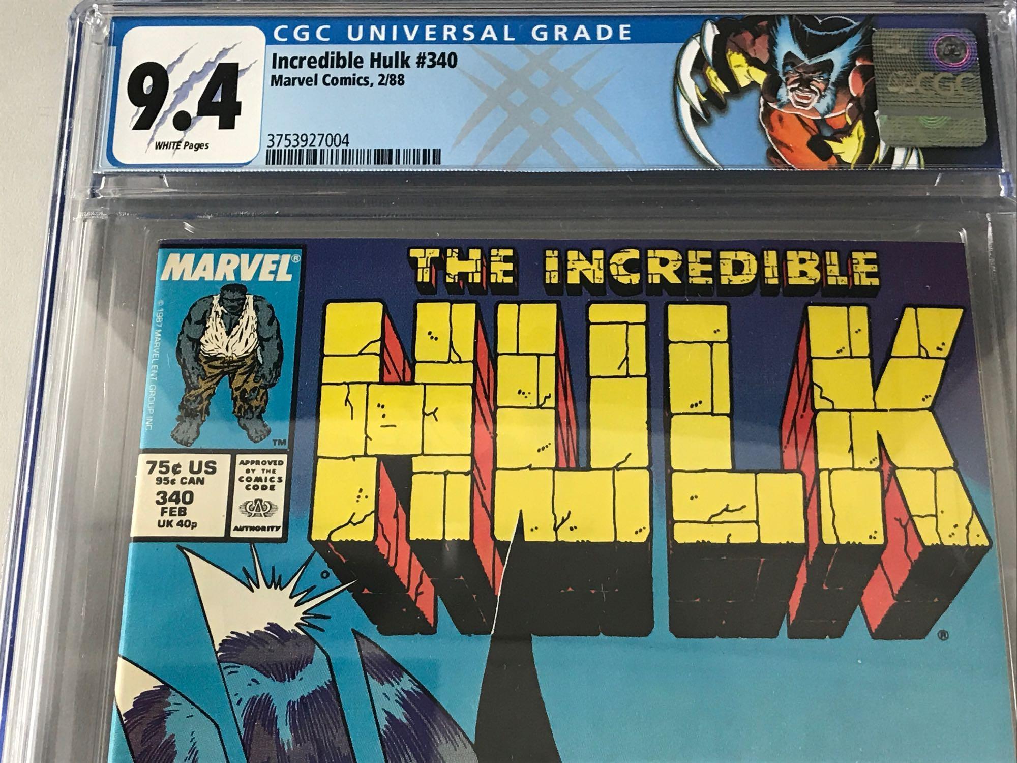 CGC Graded Marvel Comics Incredible Hulk No. 340 comic book