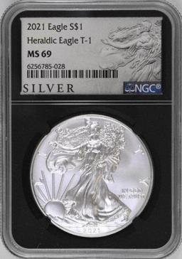 2021 American Silver Eagle Heraldic Eagle T-1 1oz (NGC) MS69 Early Release