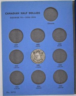 Group of (4) Canada 50 Cent Silver in Vintage Whitman Folder