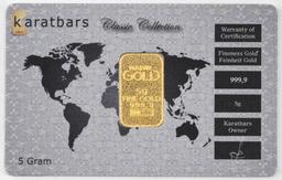 Karatbars 5 Gram .9999 Fine Gold Ingot/Bar