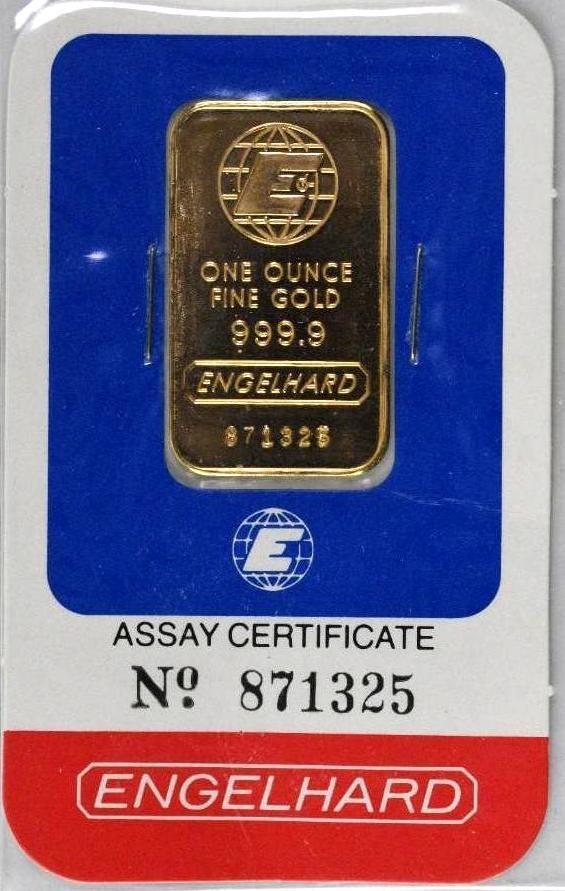 Engelhard 1oz. .9999 Fine Gold Ingot/Bar