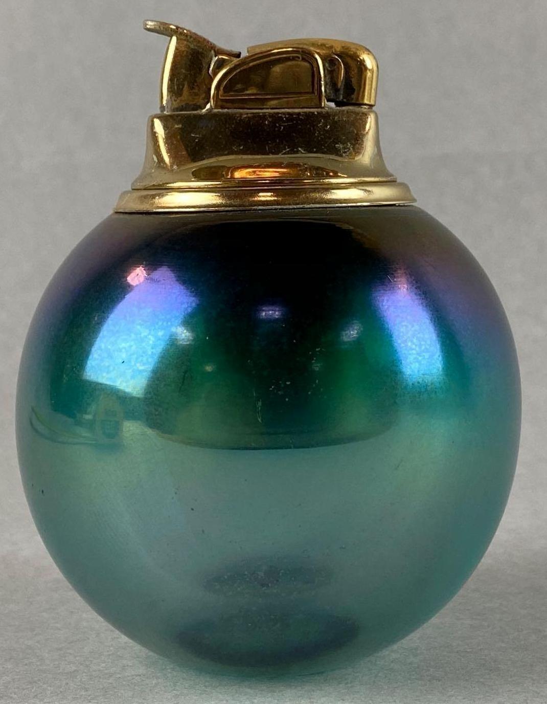 Antique Iridescent Art Glass Desk Lighter