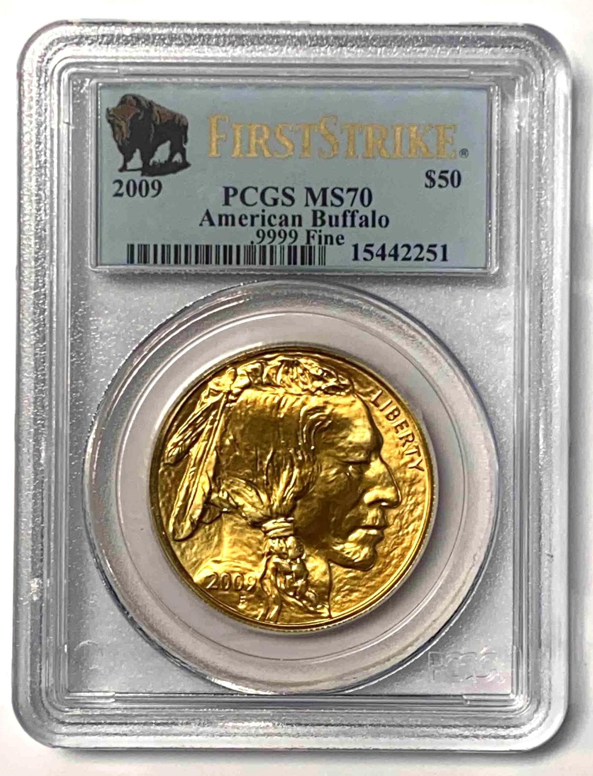 2009 $50 American Buffalo 1oz. .9999 Fine Gold (PCGS) MS70 First Strike