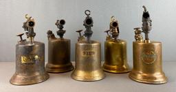 Group of 5 Antique Brass Blowtorches