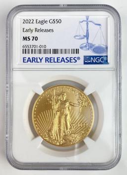 2022 $50 American Eagle 1oz. .999 Fine Gold (NGC) MS70 Early Release