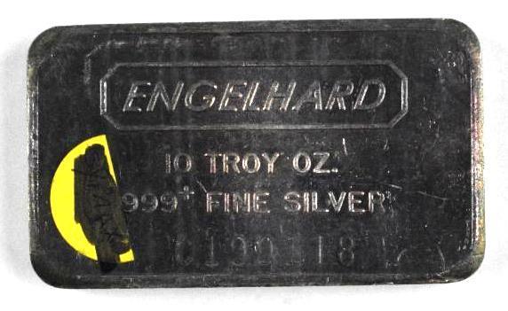 Engelhard Early Cast Horizontal 10oz. .999 Fine Silver Ingot/Bar