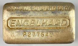 Engelhard Early Poured Loaf 10oz. .999 Fine Silver Ingot/Bar