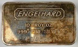 Engelhard Early Cast Horizontal 10oz. .999 Fine Silver Ingot/Bar