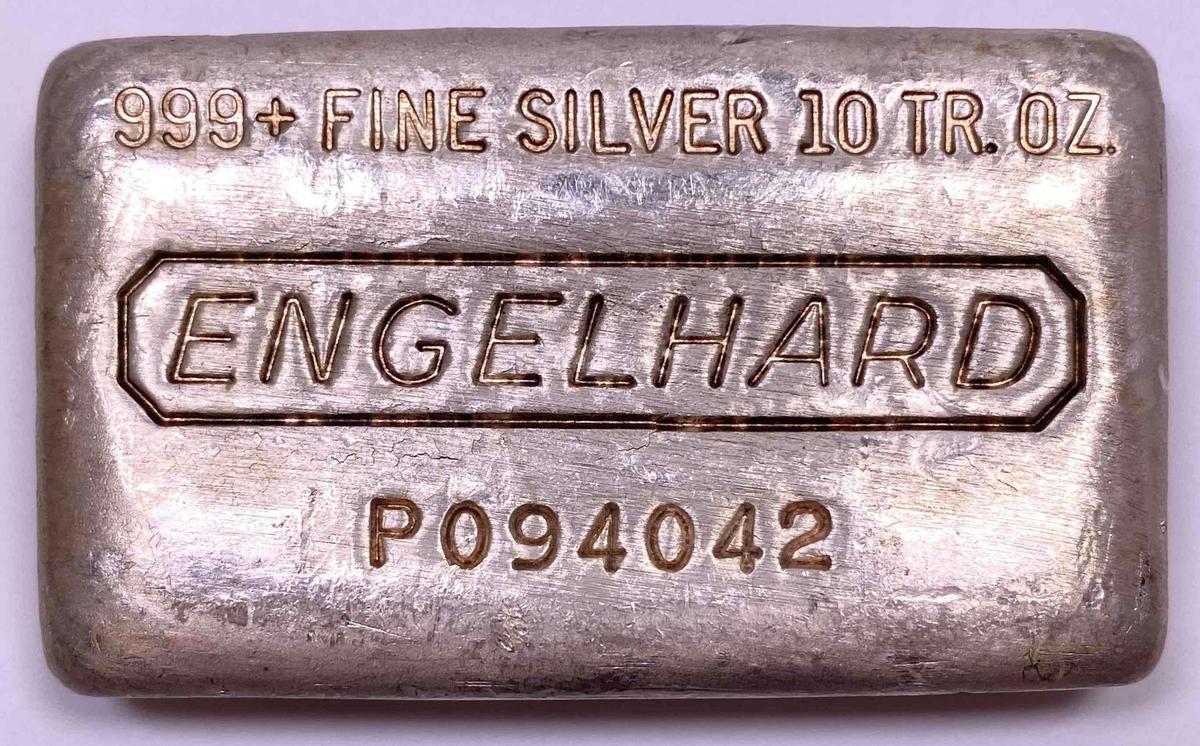 Engelhard Early Poured Waffleback Loaf 10oz. .999 Fine Silver Ingot/Bar