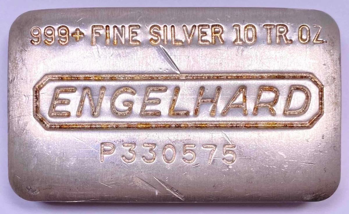 Engelhard Early Poured Loaf 10oz. .999 Fine Silver Ingot/Bar