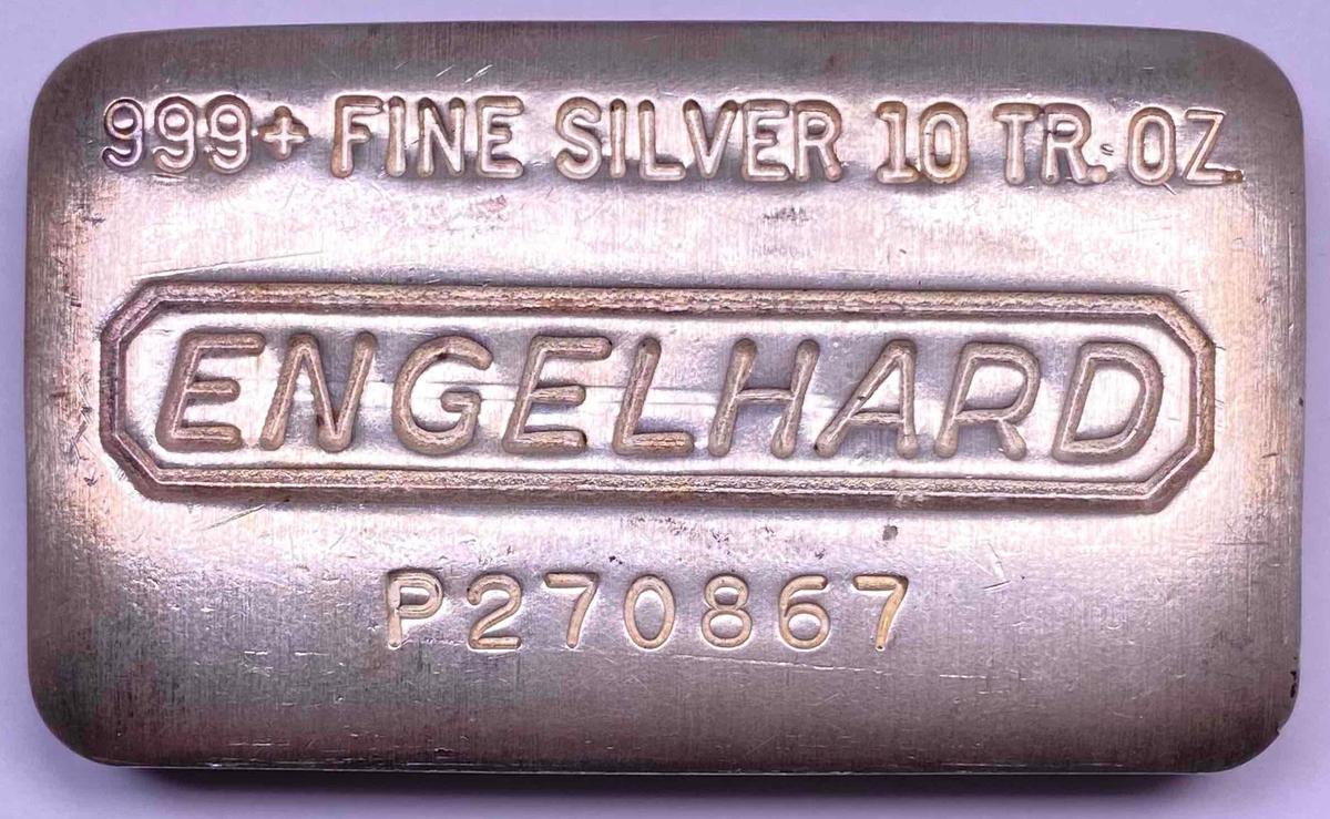 Engelhard Early Poured Loaf 10oz. .999 Fine Silver Ingot/Bar