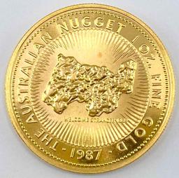 RARE 1987 $100 Perth Mint Australian Gold Nugget 1 oz .9999 fine Gold Queen Elizabeth