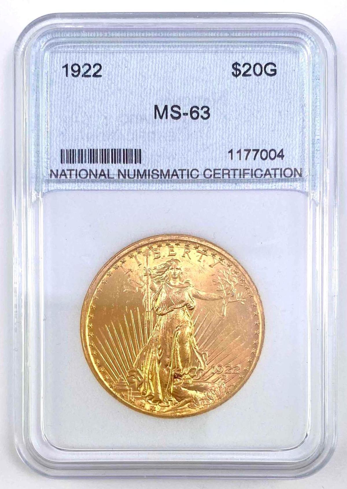 1922 Saint Gaudens US $20 Gold