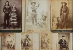 Framed collection of seven (7) vintage Cabinet Cards.  Some are sharp shooters from various early ph