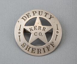 Deputy Sheriff, Kerr Co., Texas Badge, circle star, 1 3/4", early 1900s.  George Jackson Collection.