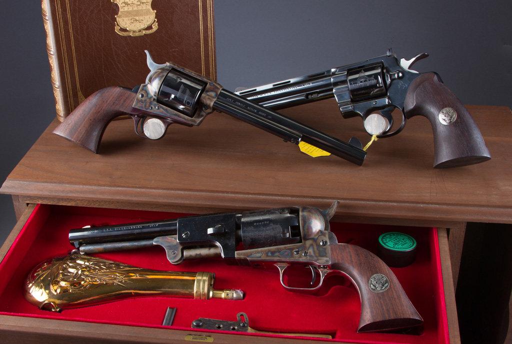 A fine Cased Set , 3 piece U.S. Bicentennial Revolvers to include;  (1) Colt Dragoon, .44 Percussion