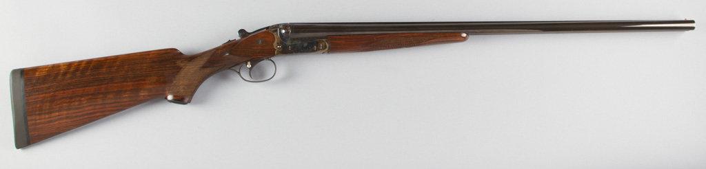 Cased Merkel, Side By Side Shotgun, 20 Gauge, SN 381270, 27" barrel, blue finish, checkered pistol g