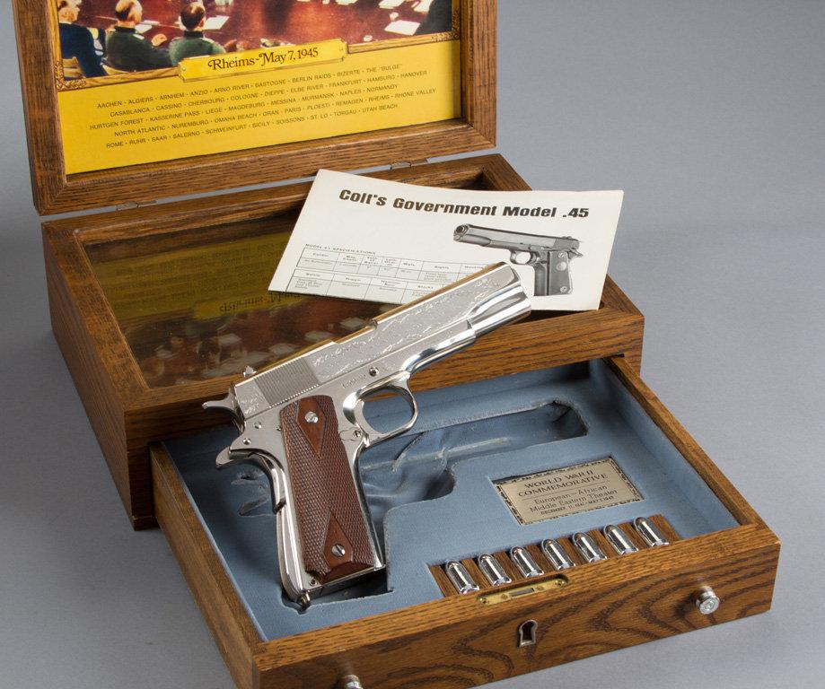 Factory engraved Colt WWII Commemorative, Model 1911, Semi-Automatic Pistol, .45 ACP Caliber, SN 140