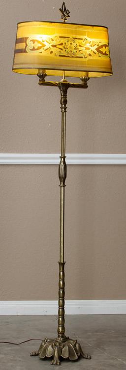 Original, signed Rembrandt, footed, brass Floor Lamp in very pleasing original patina.  Original ova