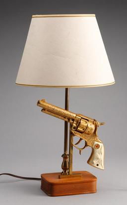 Unique, vintage Revolver Lamp, marked Ranger, circa 1950s, in excellent original condition, 17 1/2"