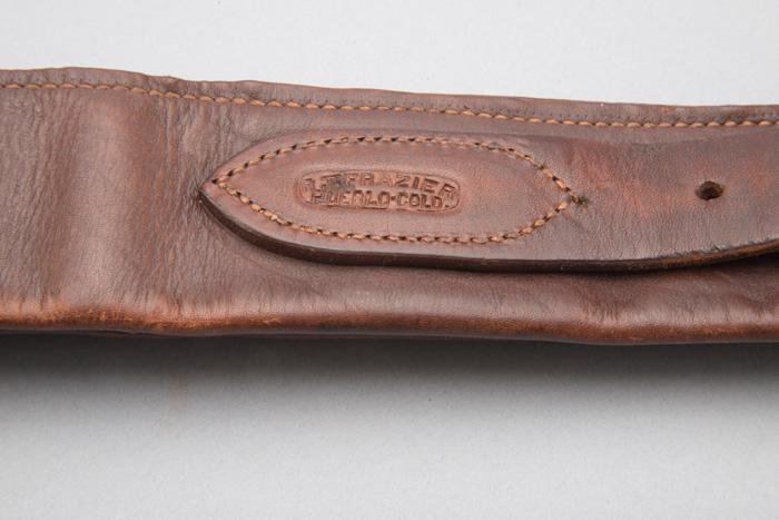 Vintage, R.T. Frazier, Pueblo, Colo. marked, spotted double loop Holster and matching Cartridge Belt