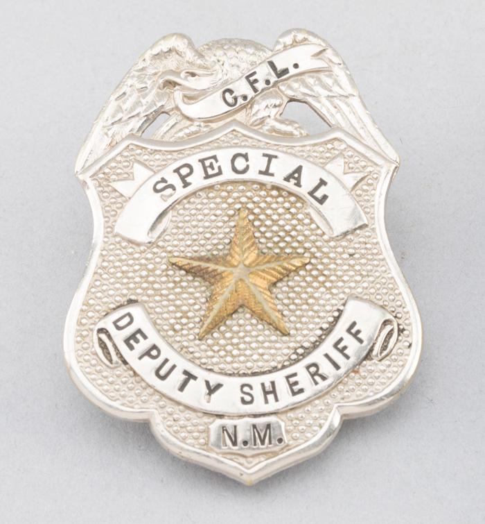 C.F.L. Special Deputy Sheriff, N.M. Badge, shield with eagle crest and star center, 2 1/2" T.  Georg