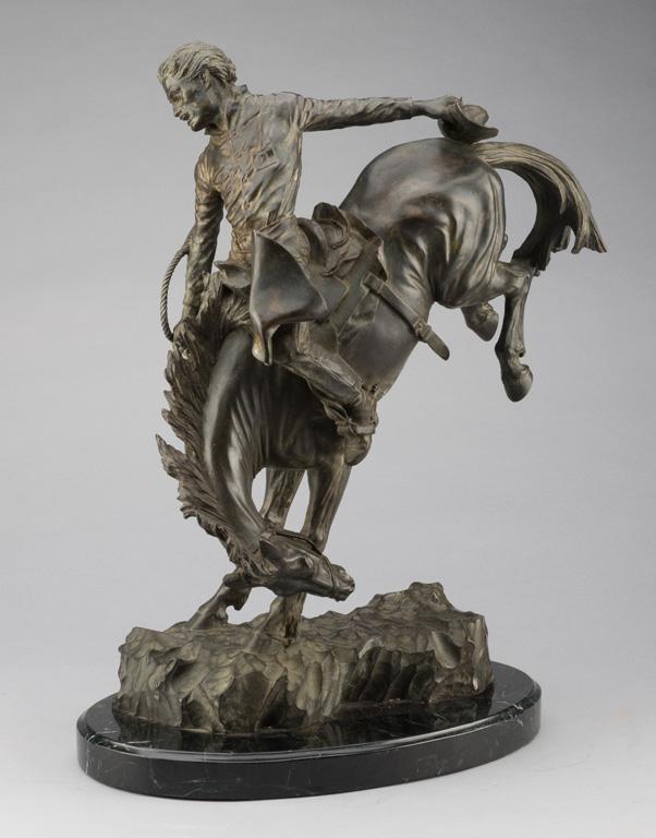 Extremely fine western action Bronze by noted artist Alice Woods, No.1 of 25, dated 1979, produced b