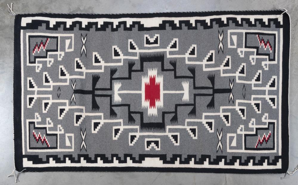 High condition Two Grey Hills Navajo Rug, great colors and tight weaving, measures 62" long x 36" wi