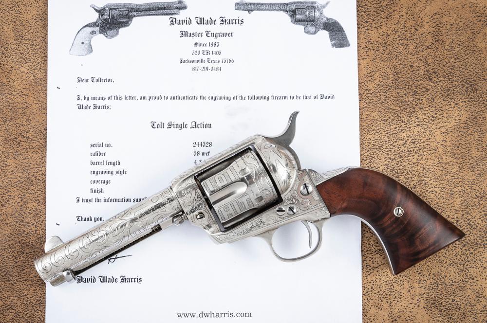 Beautiful Colt SAA Revolver, .38-40 caliber, 4 3/4" barrel, SN 244528, manufactured 1903, nickel fin