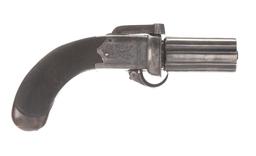 Cased Percussion Pepperbox by J.M. Cooper.  This is a .31 caliber, 6-shot, revolving Pepperbox.  It