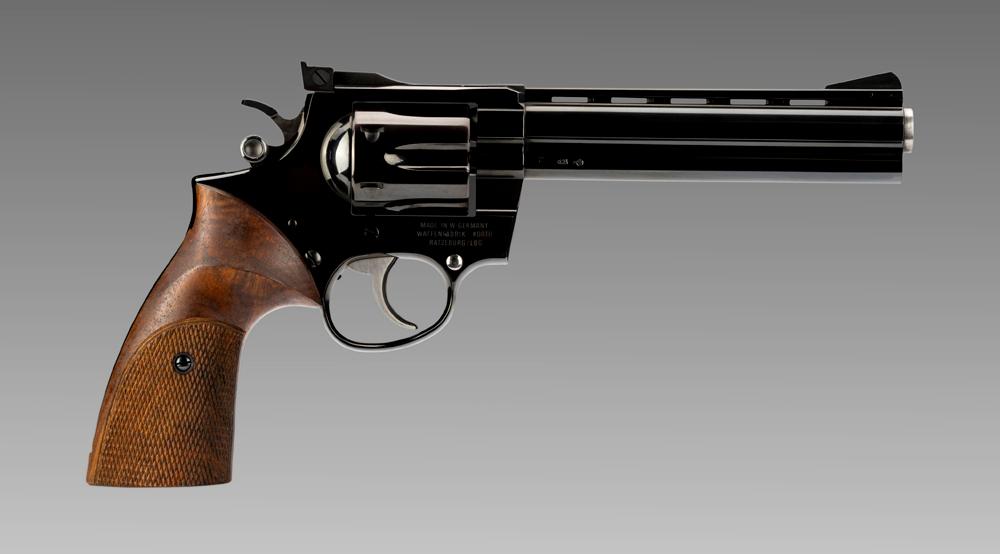 Korth "Combat Model" 1979, .22 MAG caliber (.22 WMR), Revolver, SN 35298, 6" ventilated rib barrel, 