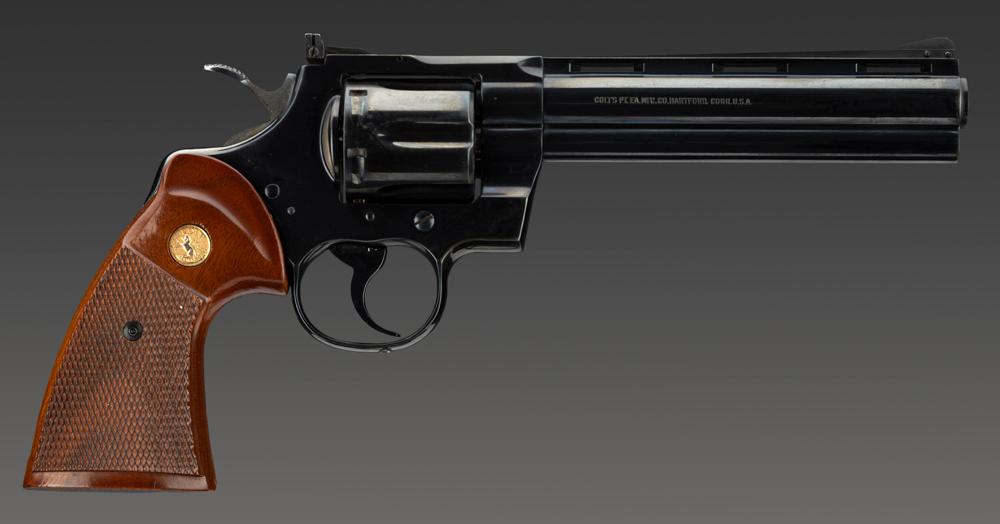 High condition Colt Python, Double Action Revolver, .357 MAG caliber, SN V31727, bright blue origina