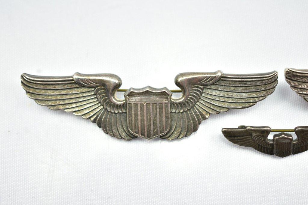 (3) Sterling - Circa WWII Air Force Wing Badges