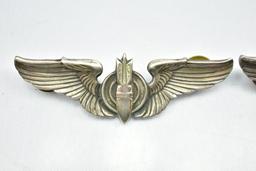 (2) Sterling - Circa WWII Air Corps Bombardier Wing Badges