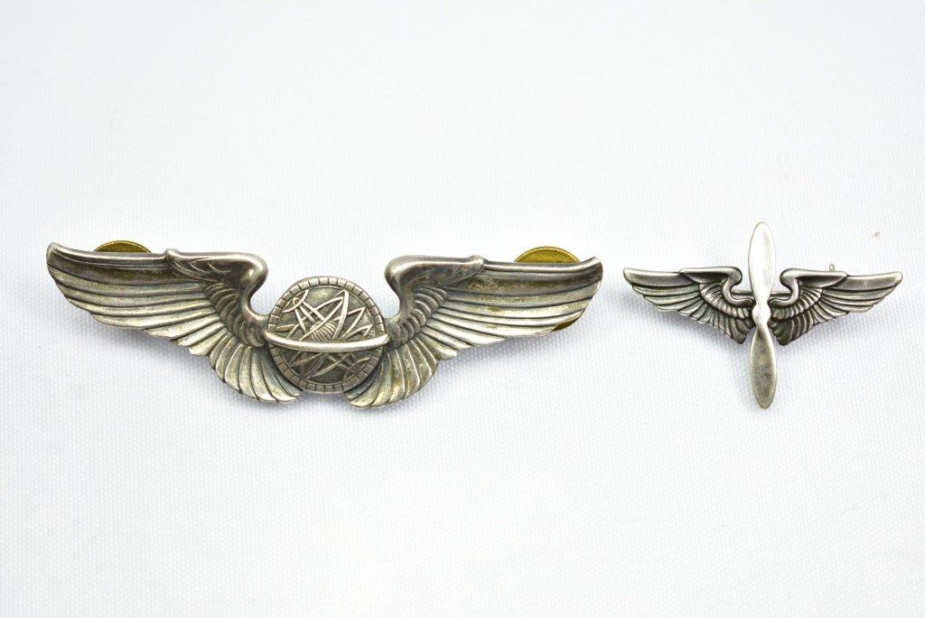 (2) Sterling - Circa WWII Army Wing Badges