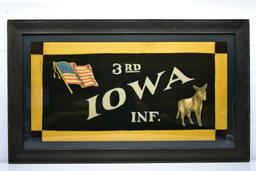 Circa 1890, Civil War 3rd Iowa Volunteer Infantry Regiment Framed Banner