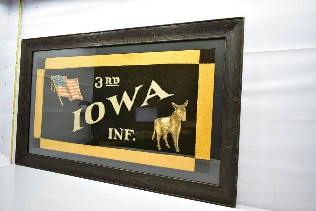 Circa 1890, Civil War 3rd Iowa Volunteer Infantry Regiment Framed Banner
