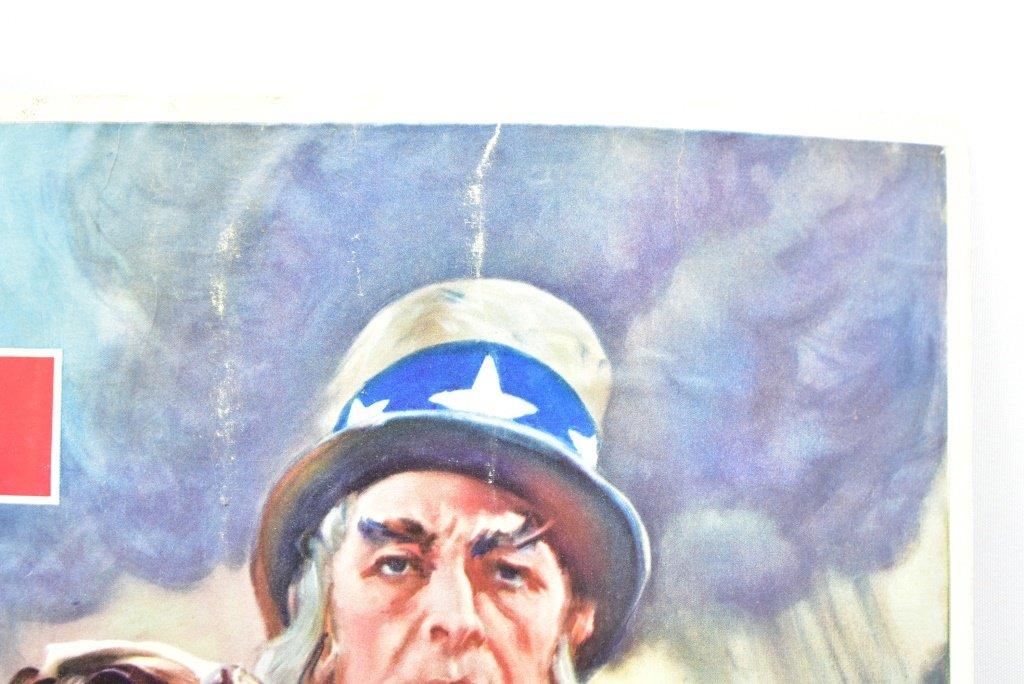 (2) WWII Uncle Sam "Your Red Cross Needs You" Cardboard Posters