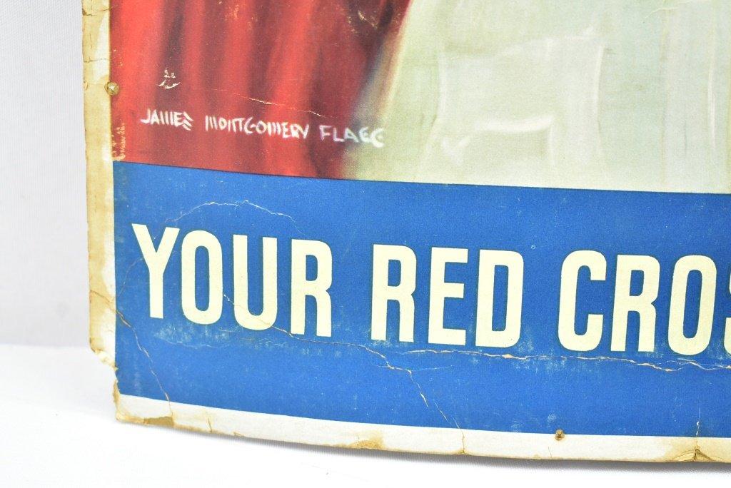 (2) WWII Uncle Sam "Your Red Cross Needs You" Cardboard Posters