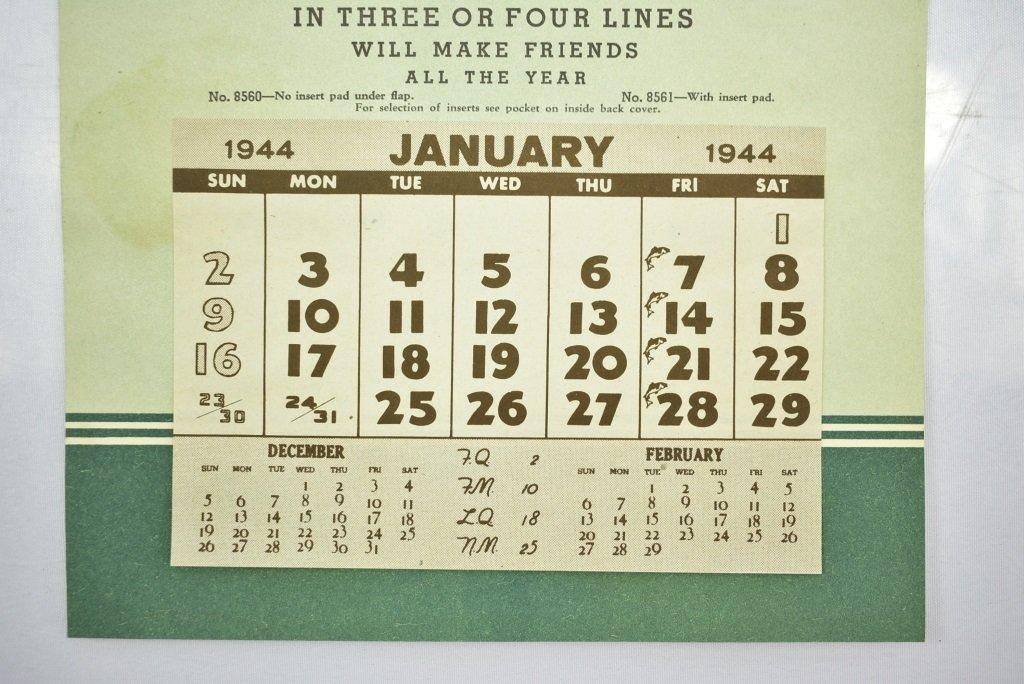 (4) 1940's Calendar Samples