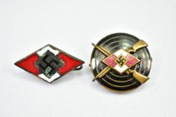 (2) WWII Hitler Youth Pins (Sells Together)