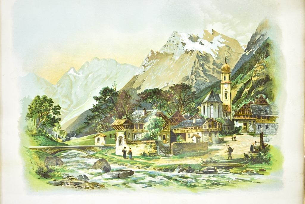 Early Litho Print, "In The Alps"