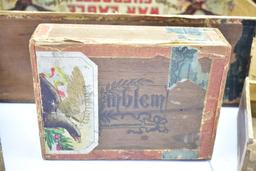 (6) Early Wooden Cigar Boxes (Sells Together)