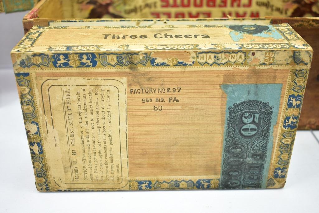 (6) Early Wooden Cigar Boxes (Sells Together)